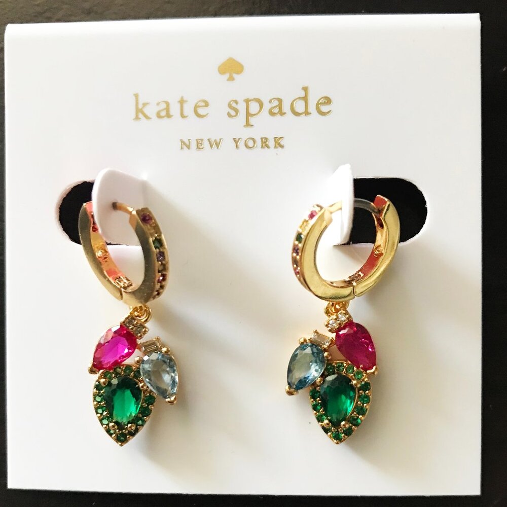 Kate Spade Multi Colored Heart Huggie Earrings